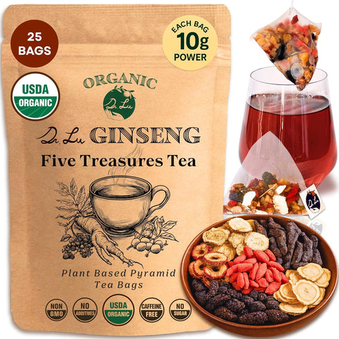Dr. Lus Organic Ginseng Five Treasures Tea Kidney Tea | Ginseng Six