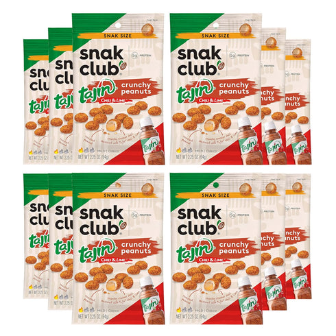 Snak Club Tajin Crunchy Peanuts, Nuts with Chili and Lime Seasoning, Mild,