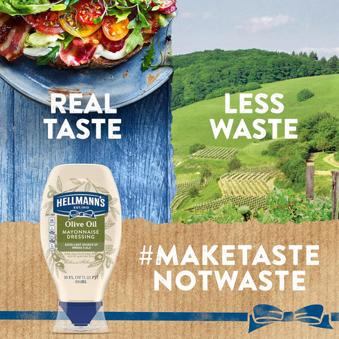 HELLMANN'S Omega-3 20 oz Mayonnaise Dressing with Olive Oil Squeeze Bottle Condiment for Simple Meals and Sandwiches
