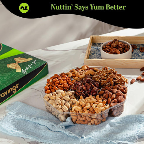 (7 1 LB) Package, NUT CRAVINGS - Easter Mixed Nuts Gift Basket in Green Gold Box Assortments, Treats for Adults, Food