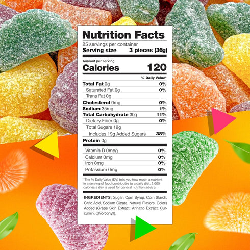 2 Lb Fruit Slices Jelly Candy | Bag | Dye Free Candy | Tangerine, Orange, Strawberry, Lemon | Naturally Flavored Bulk