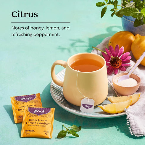 (6 Pack) 96 Yogi Tea - Honey Lemon Throat Comfort - Soothes the Throat - Tea Bags