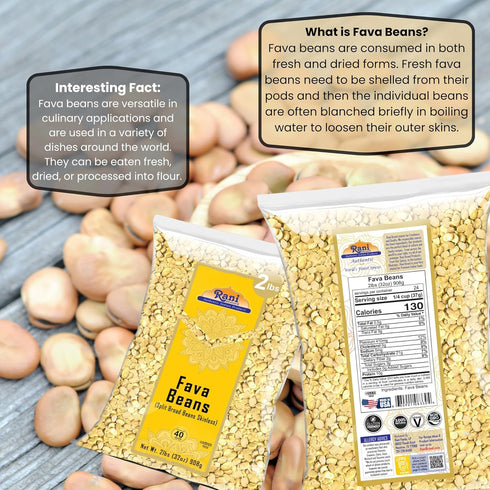 32oz (2lbs) 908g Rani Fava Beans (Split Broad Beans Skinless) ~ All Natural | Gluten Friendly | Non-GMO | Kosher |