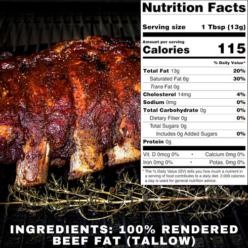 Drip Co 30 oz 100% Beef Tallow Value - Rendered Beef Fat Shelf Stable, Fits in Fridge and Pantry