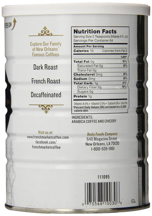 French Market Coffee & Chicory Medium-Dark Roast Ground Coffee, 12oz Can (Pack of 1)