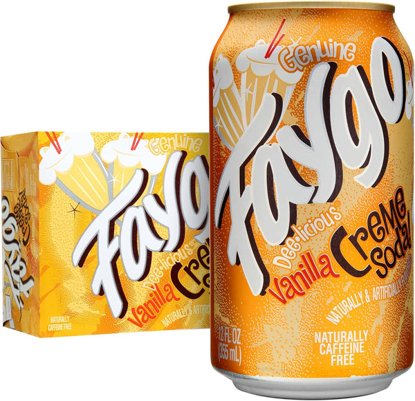 Faygo Crme Soda | 12-Pack of 12oz Cans | Smooth Vanilla Cream