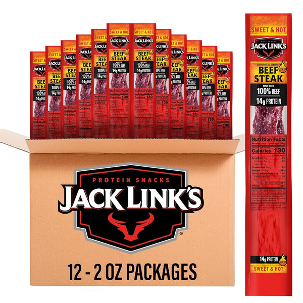Jack Link's Beef Steak, Sweet & Hot - Protein Snacks, Meat Snack