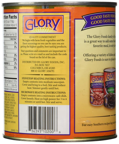 Glory Foods 27oz (Pack 4) , Seasoned, Kale Greens, Can