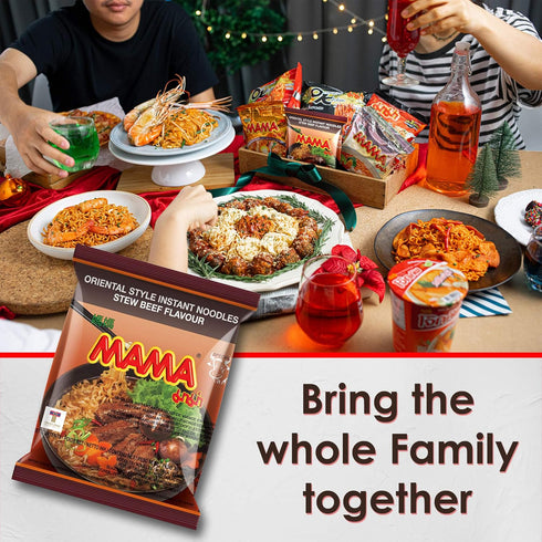 30 Pack MAMA Noodles Beef Stew Instant Spicy Noodles w/Delicious Thai Flavors, Hot & Spicy Noodles, No Trans Fat