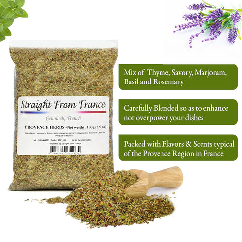3.5 Oz Straight from France Genuinely French, Herbs de Provence Seasoning, Authentic French Culinary Spice Blend