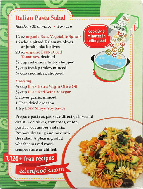 12 oz Eden Foods Organic Pasta Vegetable Spirals