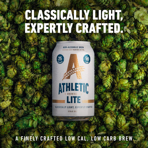 12 Pack, 12 Oz Athletic Brewing Company Craft Non Alcoholic Beer, Low Carb Light Brew With Rice & Malt Body, Pair