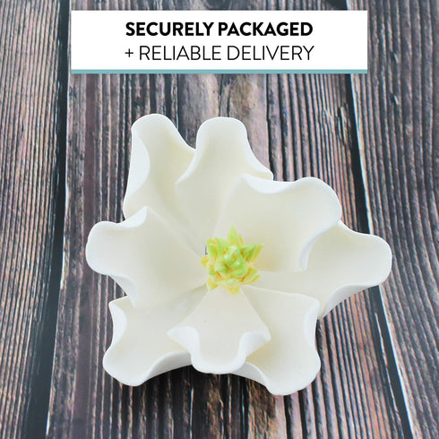 3 Count Global Sugar Art Magnolia Blossom Sugar Cake Flowers, White, Large, by Chef Alan Tetreault