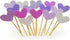 Cupcake Toppers 30Pcs Set, GUCUJI Funny Purple Heart DIY Glitter Mini Birthday Cake Decorations