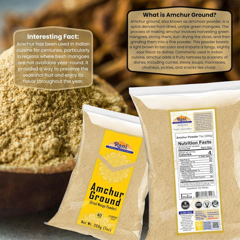Rani Amchur (Mango) Ground Powder Spice 7oz (200g) - All Natural, Vegan, Gluten Friendly, Non-GMO