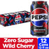 12 Oz (Pack 12) Pepsi Zero Sugar Cola Soda, Wild Cherry, Fl Cans
