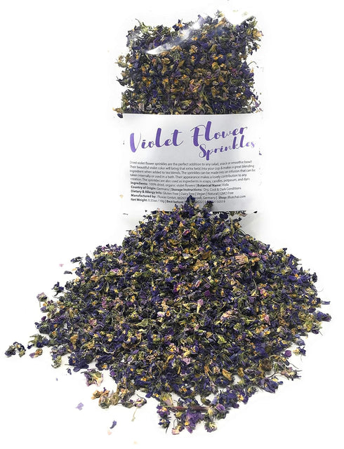 Dried Violets - Natural Violet Flower Sprinkles from Germany (Viola Odorata) - Whole Flowers for Salads, Snacks,