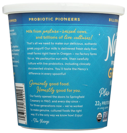 Nancy's Yogurt 24 Nancys Yogurt, Yorcurt Greek Non Fat Plain Organic, Ounce