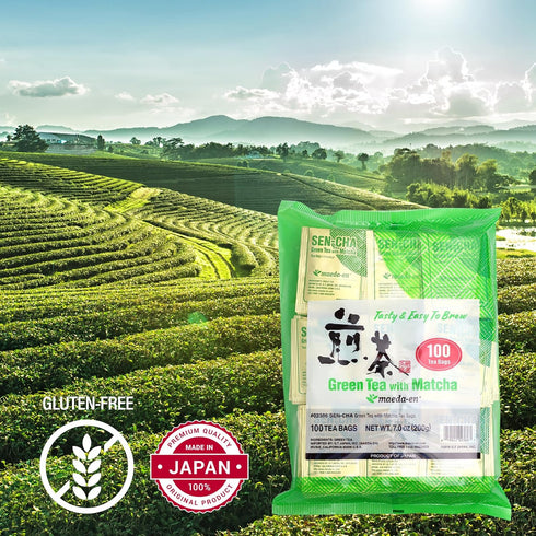 100 02386 1pk MAEDA-EN Sen-cha with Matcha Green Tea Bags Powder Japanese Origin Green Tea Leaves Individually Wrapped