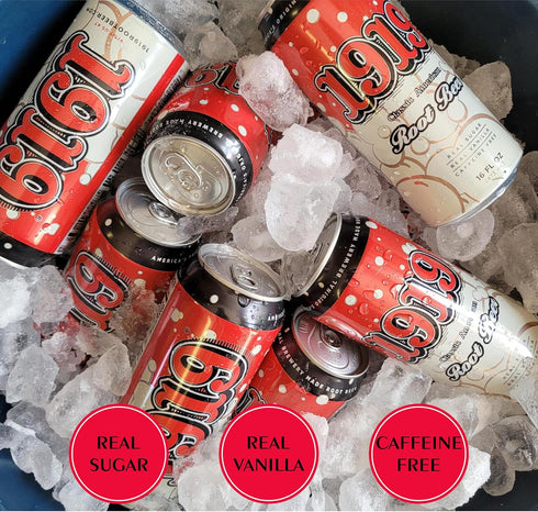 1919 16oz 12-Pack Draft Root Beer Can, Real Sugar, Real Vanilla, Classic American Root Beer