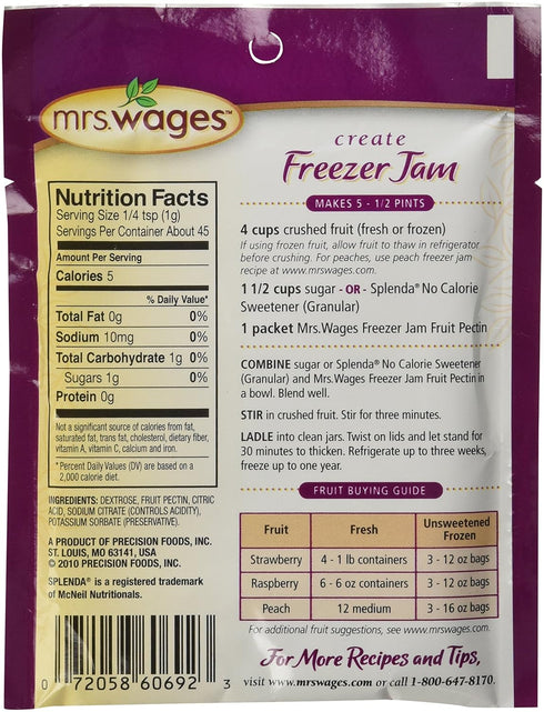 Jam-6 Packets, 1.59 oz Mrs Wages no Cook Freezer