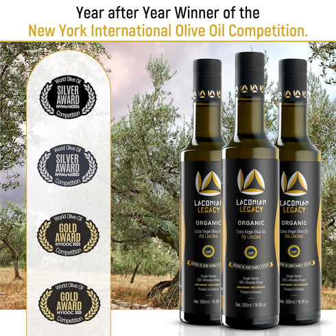 500ml LACONIAN LEGACY Authentic Olive Oil Extra Virgin - Rich in Polyphenols & Antioxidants - First Cold Pressed from