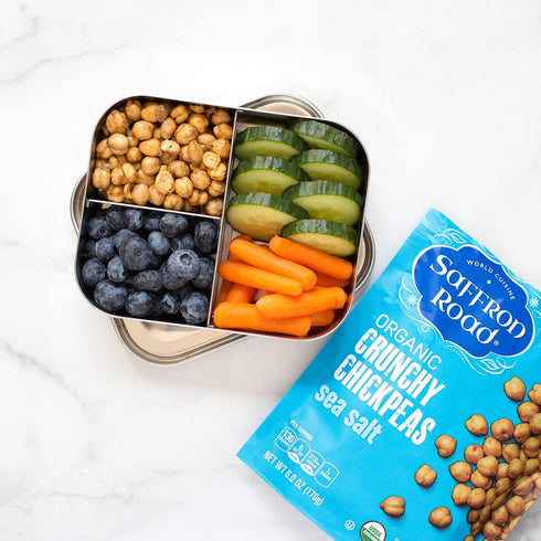 6 oz (4 Pack)) Saffron Road Organic Crunchy Chickpea Snacks-Gluten Free, Non-GMO, Halal, Kosher, Vegan (Sea Salt
