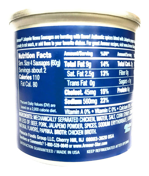 Armour 4.75 Oz (Pack 6) Vienna Sausage Jalapeno