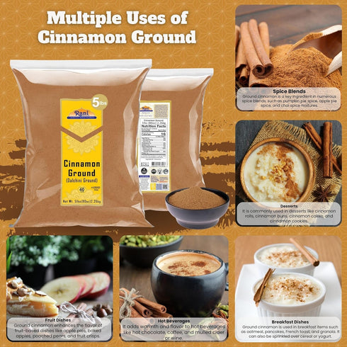 80oz (5lbs) 2.27kg Rani Cinnamon Powder (Ground) Spice Bulk ~ All Natural | Salt-Free | Vegan | No Colors | Gluten