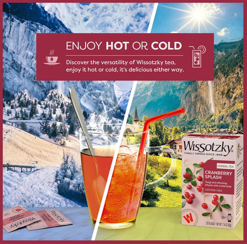 20 Wissotzky Cranberry Herbal Tea, Teabags | Refreshing Blend | Caffeine Free Tea | Antioxidant Rich
