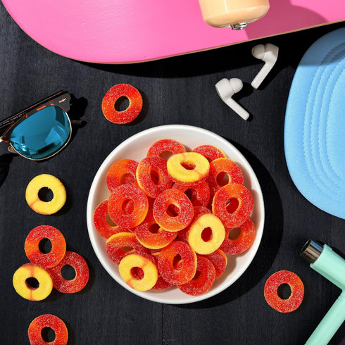 Gummy 5 Trolli Peachie O's Sour Rings Candy, Pound Bulk Bag