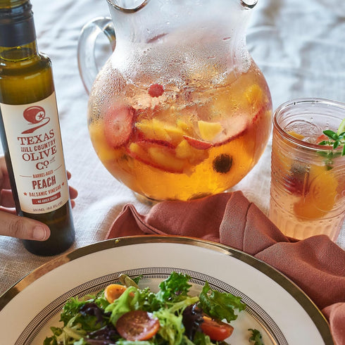 (8.5 oz) Peach Balsamic Vinegar - Gourmet Barrel Aged Infused Balsamic Vinegar - Great for Dressing Dipping Glazing