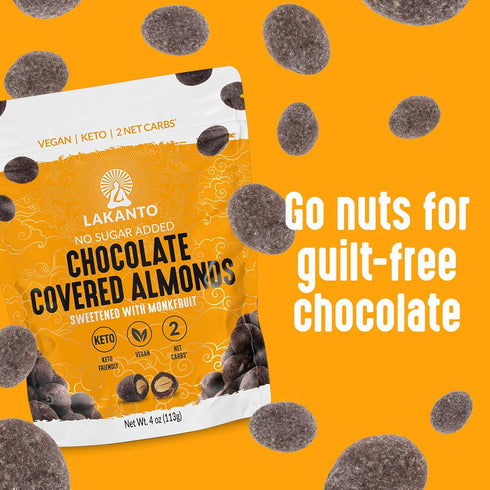 Pack 2) Lakanto Chocolate Covered Almonds - Sweetened with Monk Fruit Sweetener, Keto Diet Friendly, On the Go Healthy