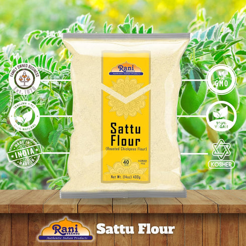 14oz (400g) Rani Sattu Flour (Roasted Chana Gram) ~ Natural, Salt-Free | Vegan | No Colors | Gluten Friendly | NON-GMO