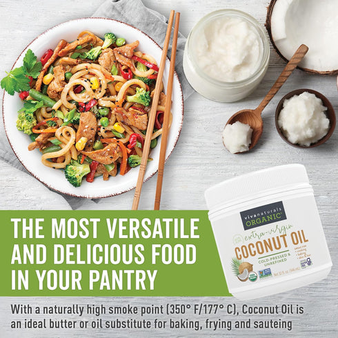 32 oz Viva Naturals Organic Coconut Oil, fl Unrefined, Cold-Pressed Extra Virgin Coconut Oil, USDA Organic & Non-GMO