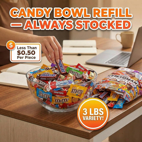 3 Lb Pack, Bulk Candy Variety Assorted Chocolate Candy Individually Wrapped, Fun Size & Mini Candy Bars for Parties