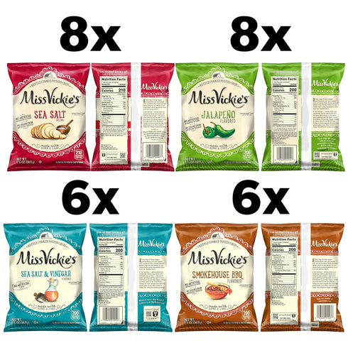 Pack, 1.375 (Pack 28) Miss Vickie's Kettle Cooked Potato Chips, Variety Ounce