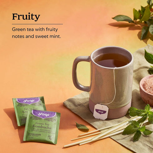 (6 Pack) 96 Yogi Tea - Green Tea Kombucha - Supplies Antioxidants to Support Overall Health - Contains Caffeine