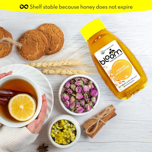 BLOOM PURE RAW HONEY 100% 16oz Bloom Honey Pure Honey Raw Unfiltered and Unpasteurized Raw Honey - Organic Wildflower