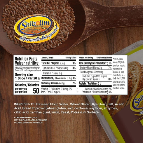 (1 Shibolim FlaxSeed Bread Pound) Low Carb, Zero Net Carbs Per Serving, Keto Friendly, Rich in Fiber & Protein, Vegan