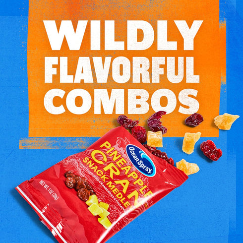 1 Oz 5 Count Ocean Spray Pineapple Cran Snack Medley, Cranberry and Pineapple Dried Fruit Snack, Pouches