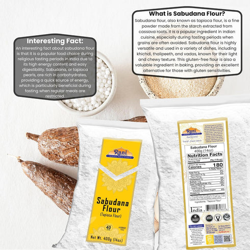 14oz (400g) Rani Sabudana Flour (Tapioca/Sago Flour) ~ All Natural | Vegan | Gluten Friendly | NON-GMO | Kosher |