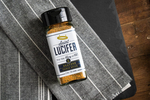 2.3 Saint Lucifer Spice Co Seafood Seasoning Table Spice, ounce glass jar, Made In The USA, Gluten Free, Sugar Free