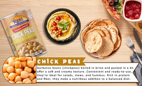 14oz (400g) Pack 2 Rani Chick Peas, Garbanzo Beans (Boiled Chick Peas in Brine) Kabuli Chana of ~ Easy Open Can | All