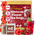 FreshDrinkUS, Premium 40 Hibiscus Flowers Tea Bags, 100% Natural, Pure from Hibiscus