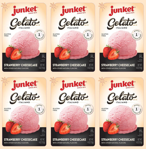 Junket Gelato Mix: Strawberry Cheesecake Homemade Gelato Ice Cream Mix for Ice
