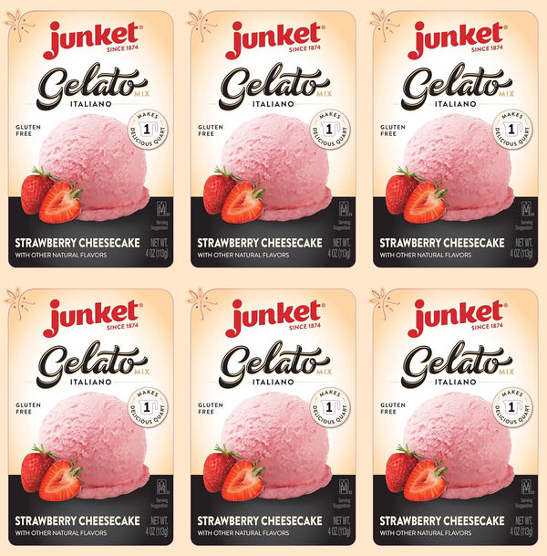 Junket Gelato Mix: Strawberry Cheesecake Homemade Gelato Ice Cream Mix for Ice