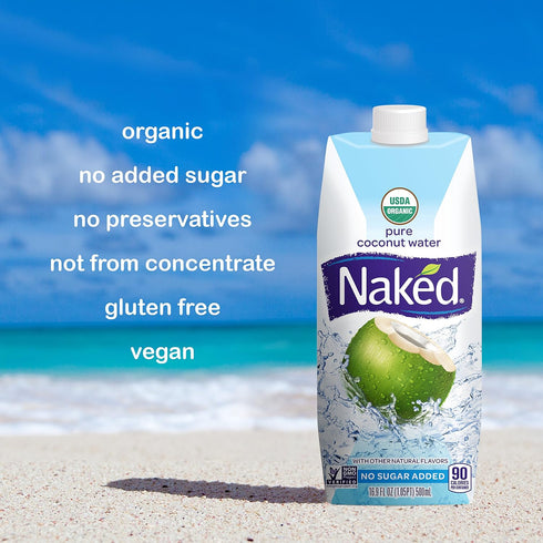 100% 16.9 Ounce(Pack 12) Naked Juice Organic Pure Coconut Water, USDA Organic Certified, NON GMO Project Verified