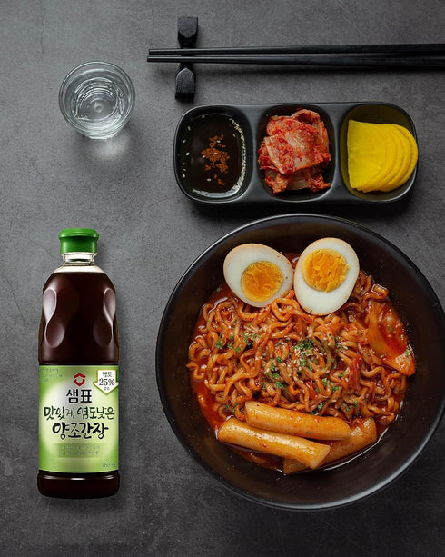 Sempio Naturally Brewed Soy Sauce, Less Salt (860 ml/29.08 fl oz) - Authentic Low Sodium Flavor
