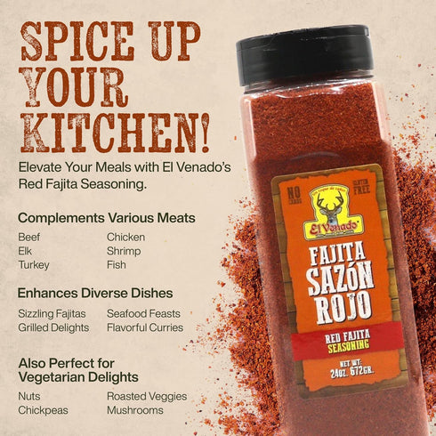 El Venado Fajita Sazon Rojo, 24oz | Bold and Flavorful Fajitas Seasoning Mix for Grilling and Sautéing